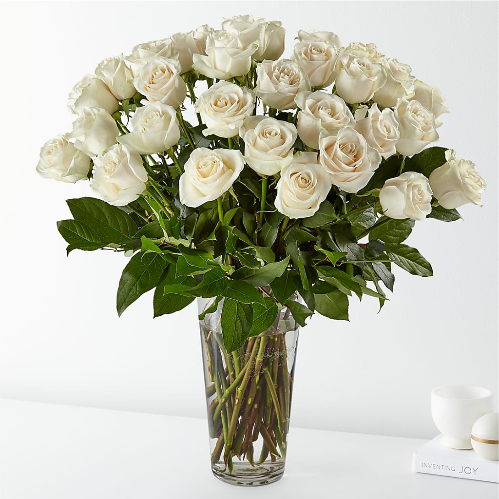Long Stem White Rose Bouquet – Flowers From The Heart Auburn, Auburn MI