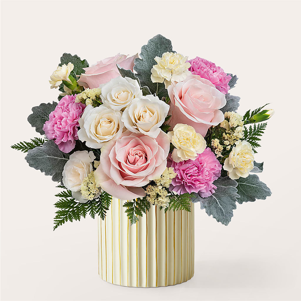 Blissful Moments Bouquet with Ivory Vase – Flowers From The Heart Auburn, Auburn MI
