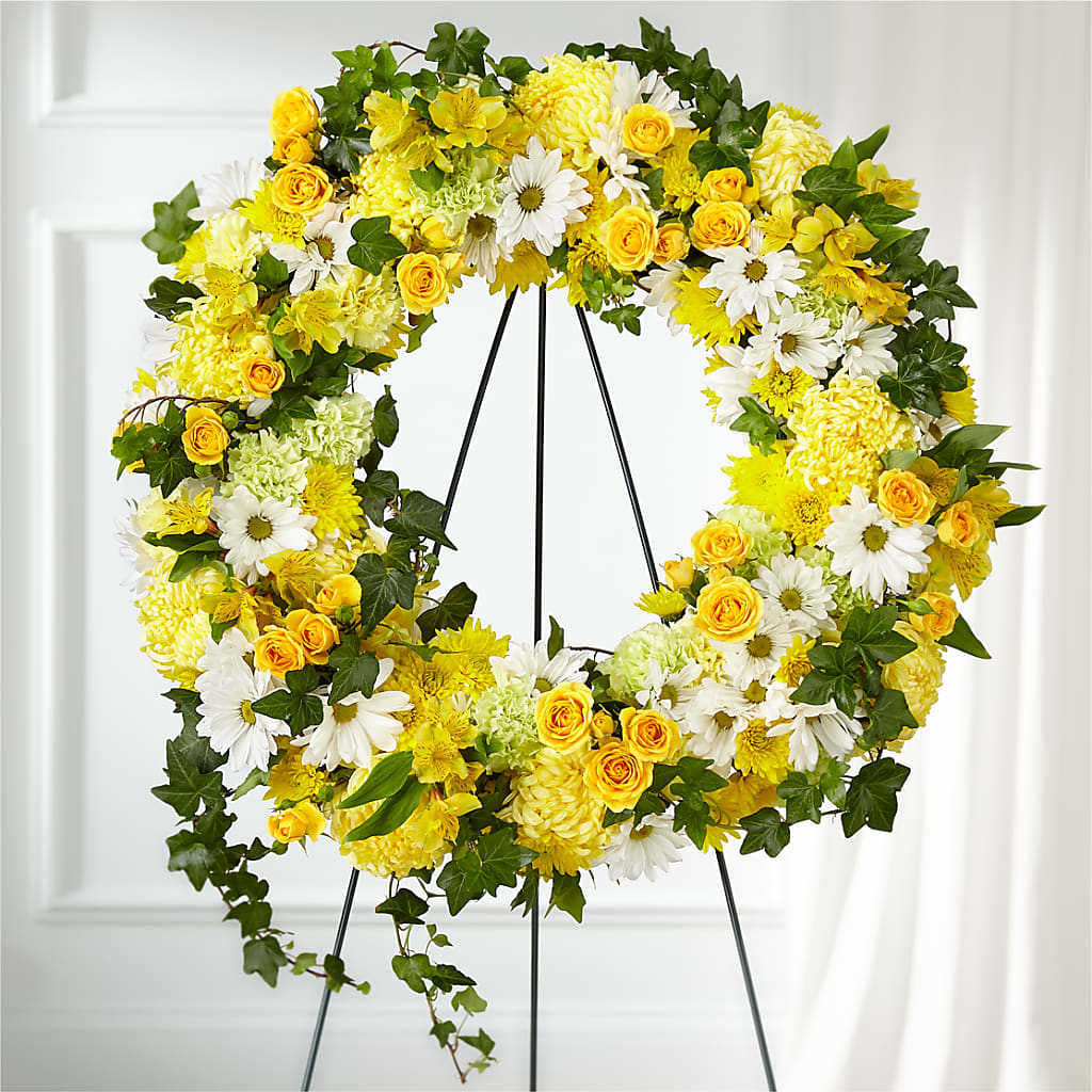 Golden Remembrance Wreath – Flowers From The Heart Auburn, Auburn MI