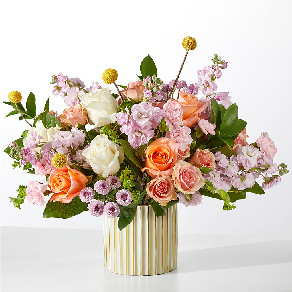 French Market Bouquet with Ivory Vase – Flowers From The Heart Auburn, Auburn MI