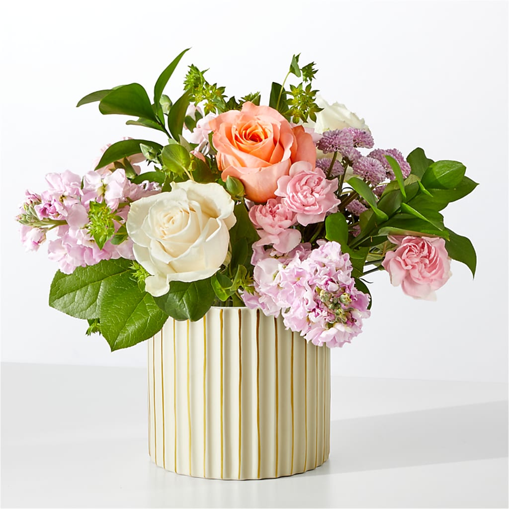 French Market Bouquet with Ivory Vase – Flowers From The Heart Auburn, Auburn MI