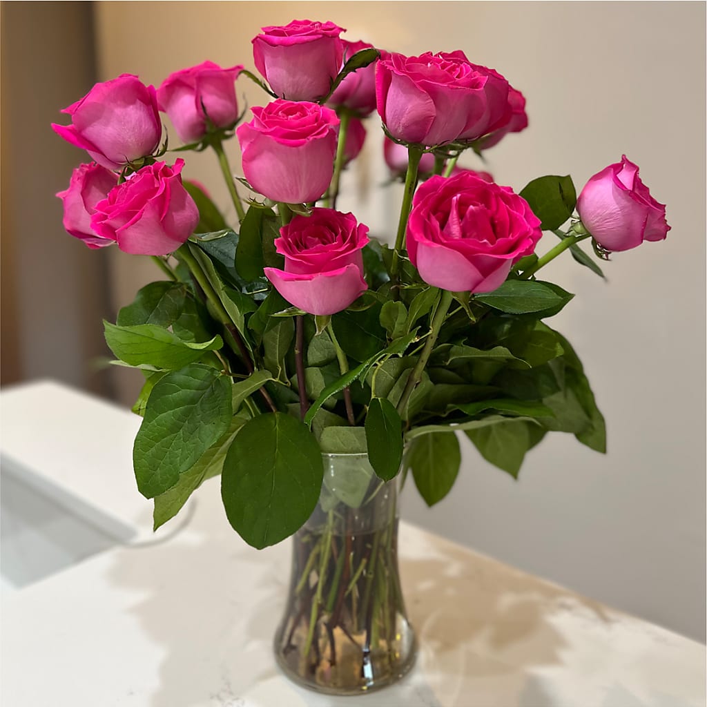 Long Stem Pink Rose Bouquet –  Flowers From The Heart Auburn, Auburn MI