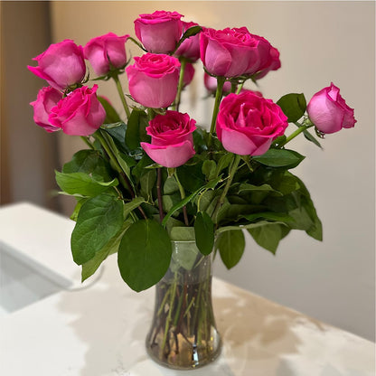 Long Stem Pink Rose Bouquet –  Flowers From The Heart Auburn, Auburn MI