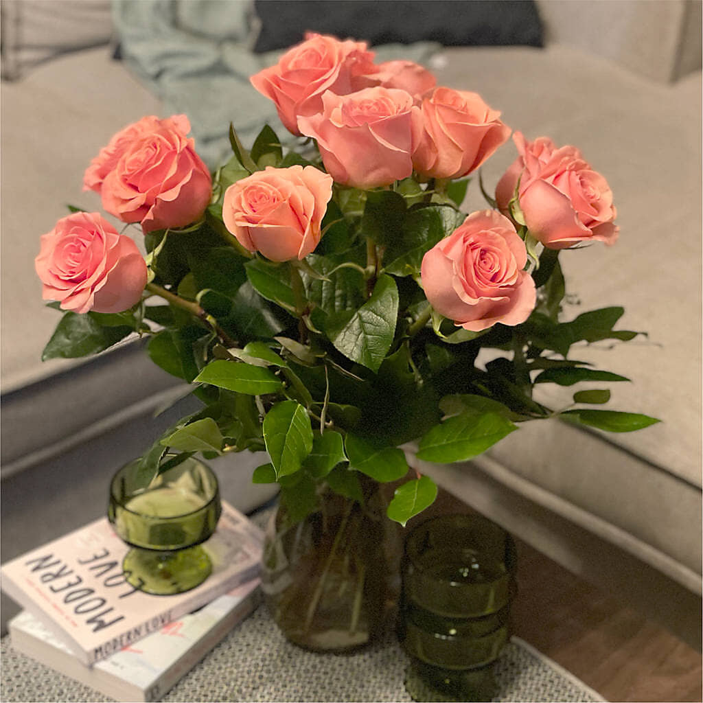 Long Stem Pink Rose Bouquet –  Flowers From The Heart Auburn, Auburn MI