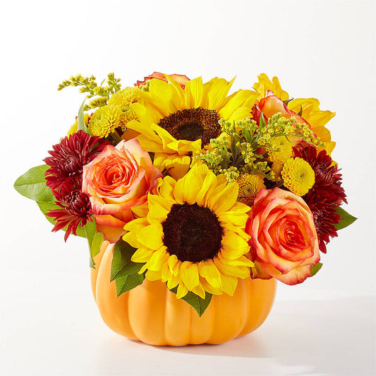 Golden Gourd Pumpkin Bouquet –  Flowers From The Heart Auburn, Auburn MI