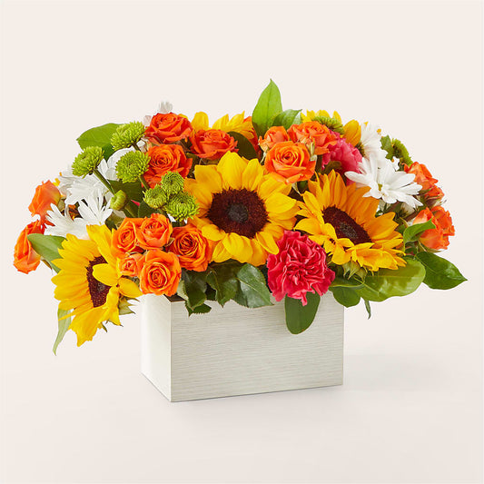 Sun-drenched Blooms Box Bouquet –  Flowers From The Heart Auburn, Auburn MI