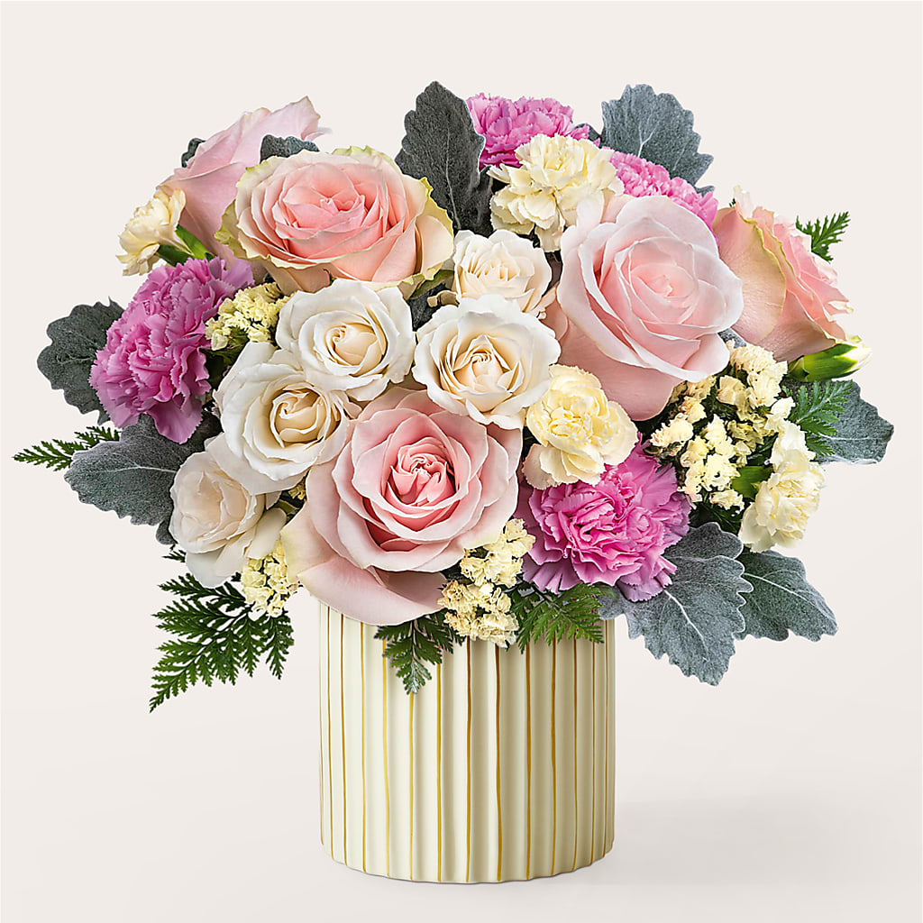 Blissful Moments Bouquet with Ivory Vase –  Flowers From The Heart Auburn, Auburn MI