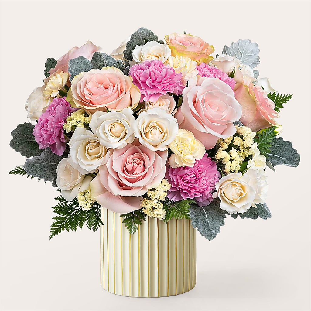 Blissful Moments Bouquet with Ivory Vase –  Flowers From The Heart Auburn, Auburn MI