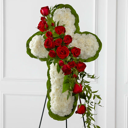 Floral Cross Easel –  Flowers From The Heart Auburn, Auburn MI