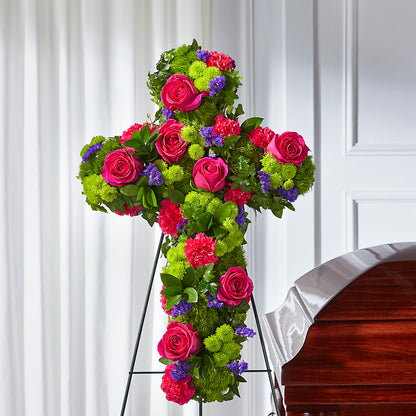 Tribute Rose Floral Cross –  Flowers From The Heart Auburn, Auburn MI