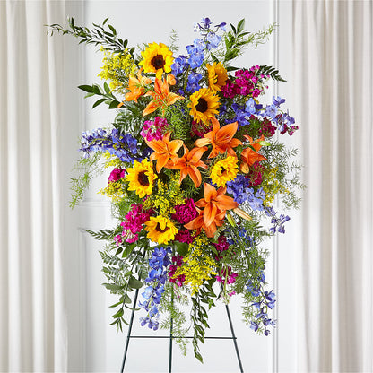 Sunlit Memories Standing Spray (Standard) –  Flowers From The Heart Auburn, Auburn MI