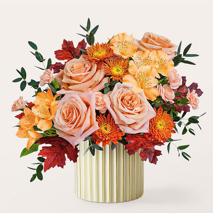 Spiced Latte Bouquet with Ivory Vase –  Flowers From The Heart Auburn, Auburn MI