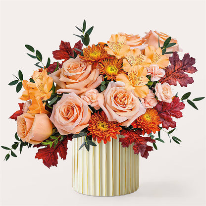 Spiced Latte Bouquet with Ivory Vase –  Flowers From The Heart Auburn, Auburn MI