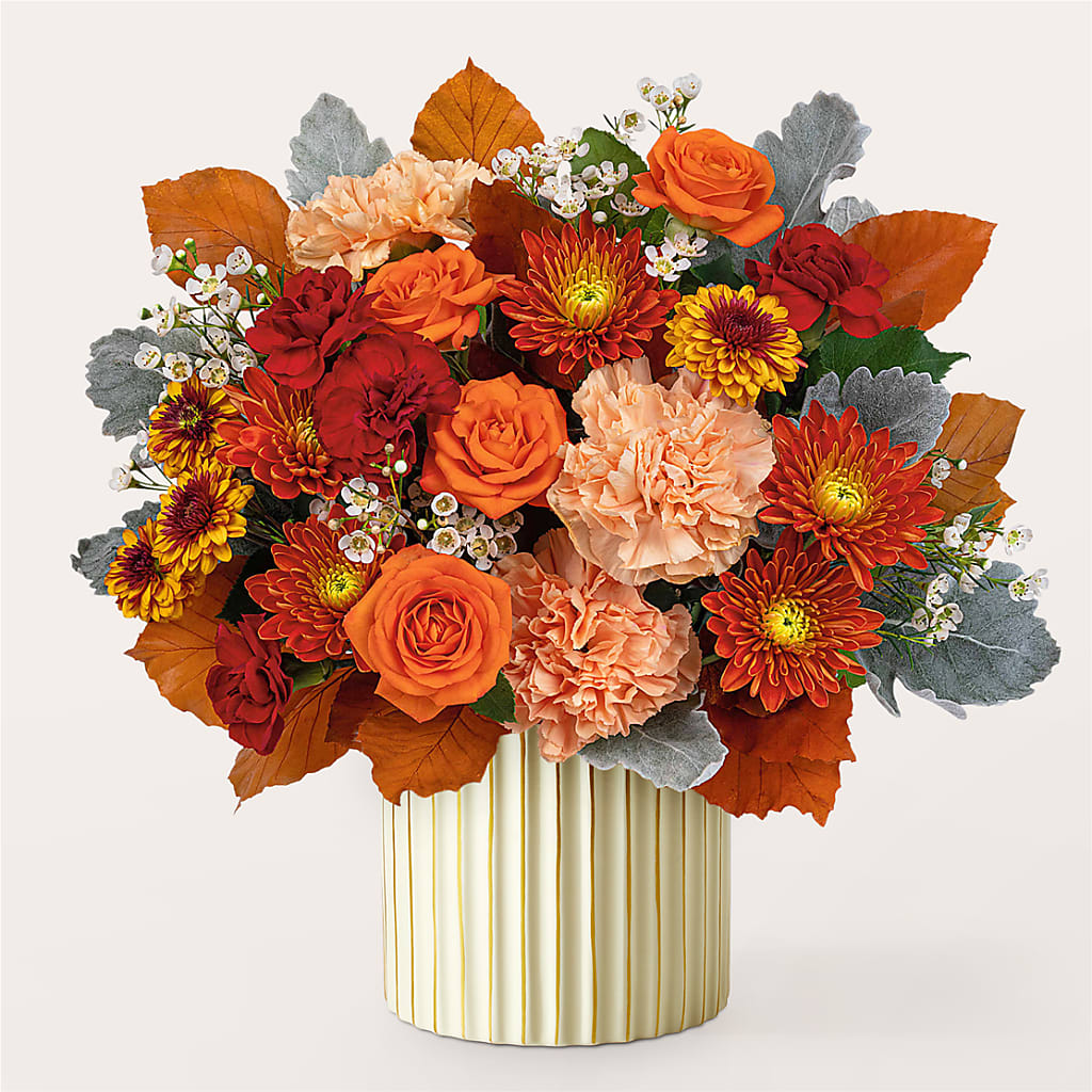 Merlot Bouquet with Ivory Vase –  Flowers From The Heart Auburn, Auburn MI
