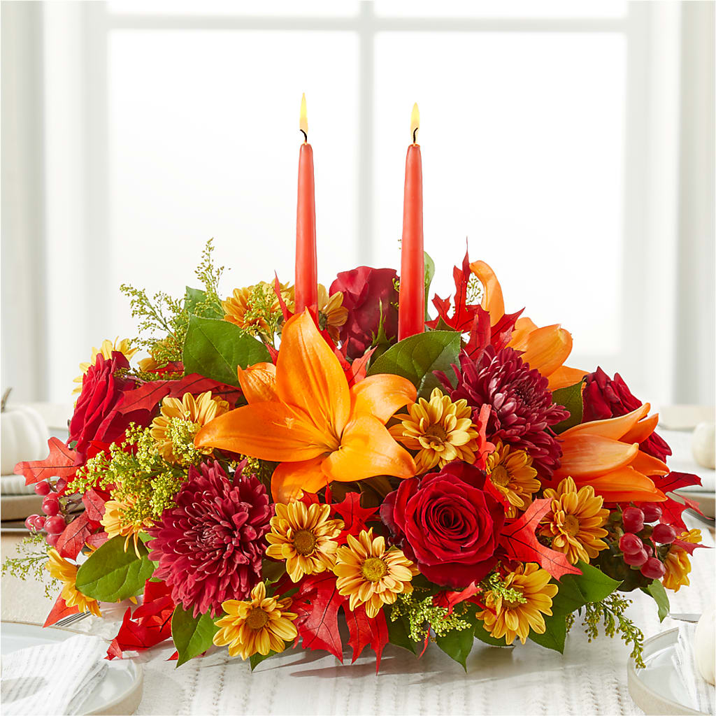 Autumn's Embrace Centerpiece –  Flowers From The Heart Auburn, Auburn MI