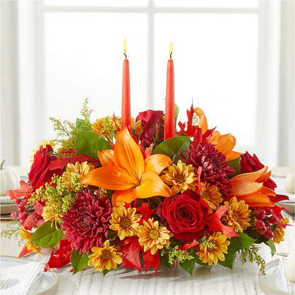 Autumn's Embrace Centerpiece –  Flowers From The Heart Auburn, Auburn MI